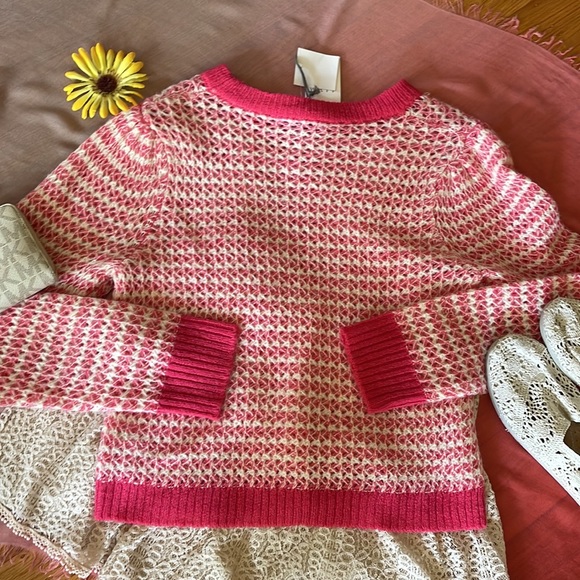 🌺 WAYF; Brand New with Tags! Nordstrom Pink & Cream Striped Weave Sweater Sz. - Picture 10 of 10
